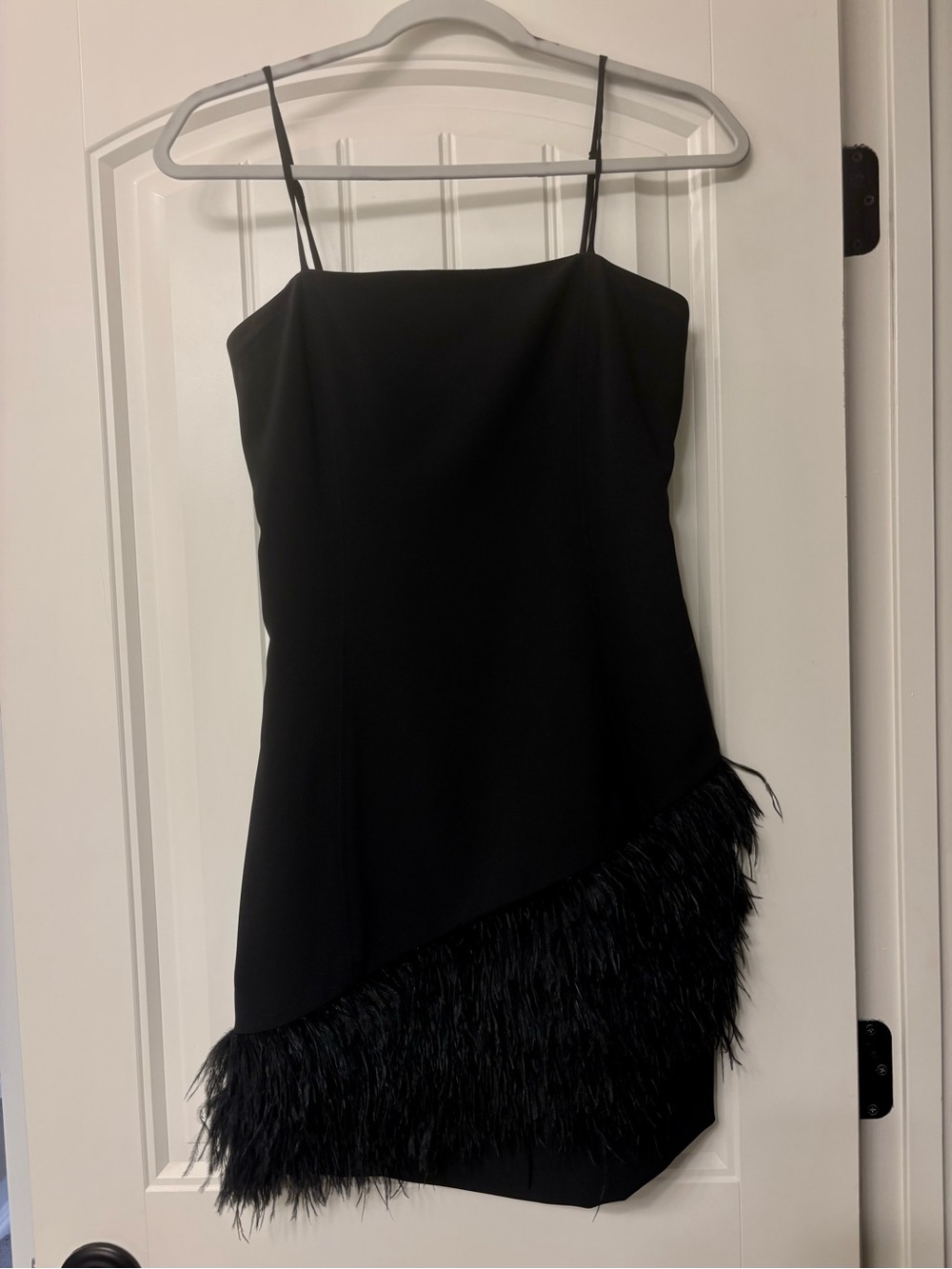 Parker black Black Feather-Trim Mini Dress